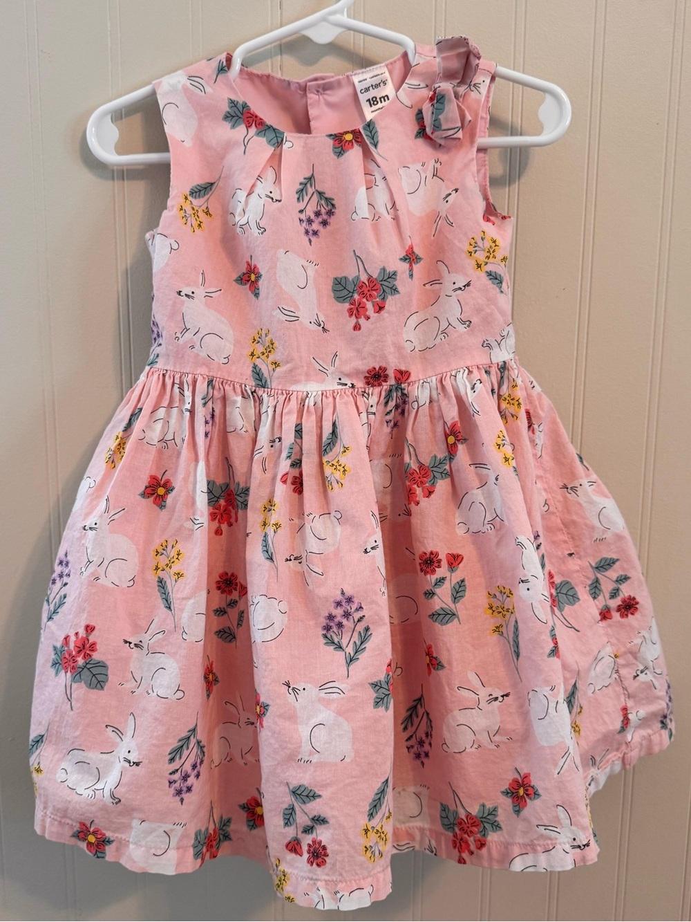 Carter's Pink Floral & Bunny Cotton Dress